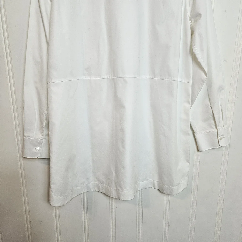 Foxcroft Top Womens Size 14 White Heritage Non-Iron Oxford Tunic Relaxed Shirt - Picture 10 of 15